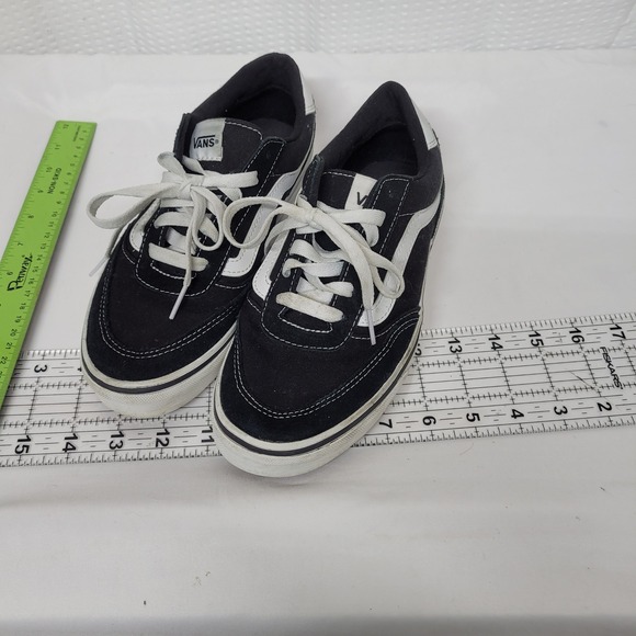 Vans Shoes - Vans Ward Low Top Black White Canvas Suede Skate Sneakers Womens 8